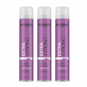 3X Parisienne Extra Strong Lacca Capelli Tenuta Extra Forte 500ml